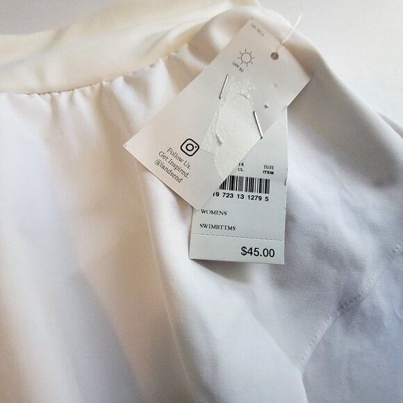 Lands End White Tiered Womens Swimsuit Skirt Bottom Elastic waistband for comfor - Picture 3 of 8